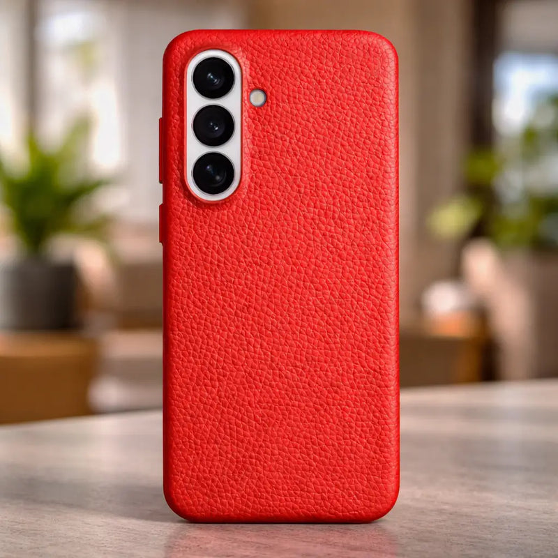 Samsung Galaxy S26 Plus Full-Grain Premium Genuine Leather Case (Red) + MagSafe outdoor look