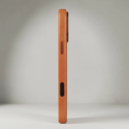 brown iPhone 16 Pro Max sleather case side view