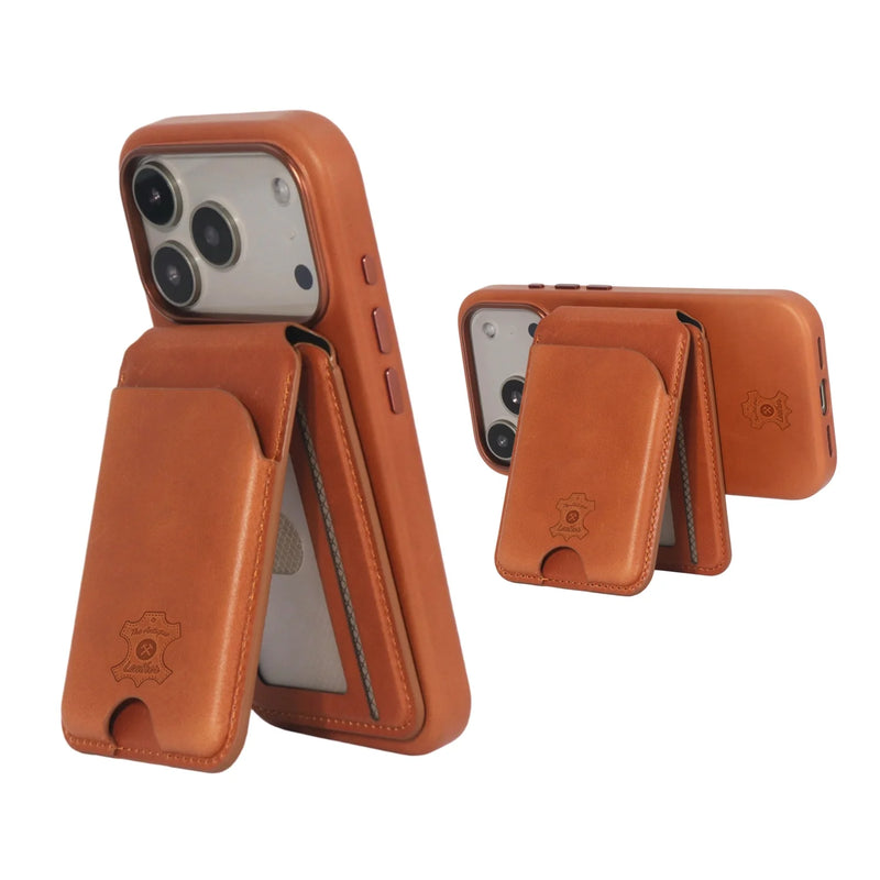 Leather magnetic Card holder for any phone