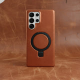 Samsung Galaxy S26 Ultra Full-Grain Oil Wax Kickstand Leather Case (Brown) + MagSafe outlook