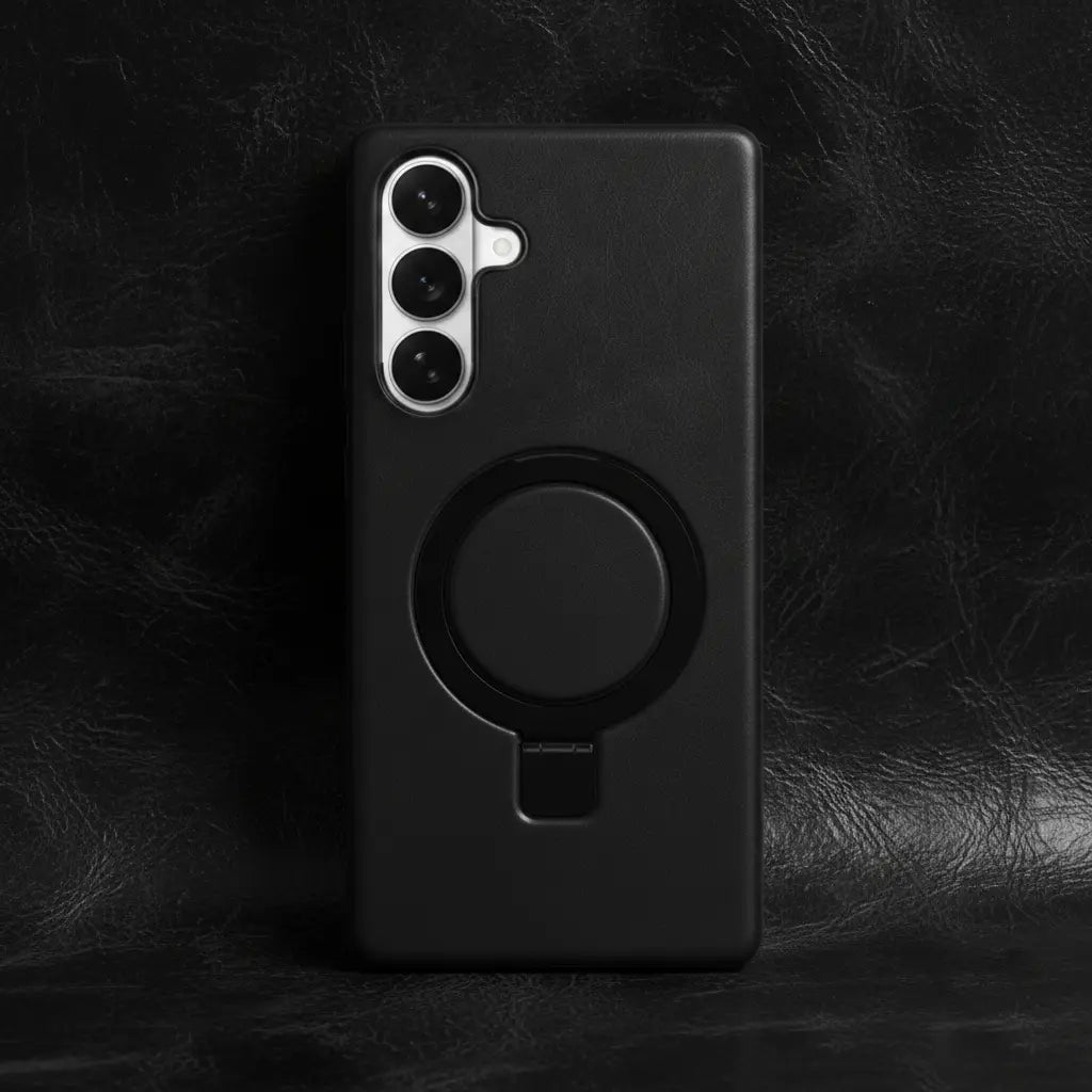Samsung Galaxy S26 Plus Full-Grain Oil Wax Kickstand Leather Case (Black) + MagSafe outlook
