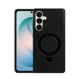 Samsung Galaxy S26 Full-Grain Oil Wax Kickstand Leather Case (Black) + MagSafe charging