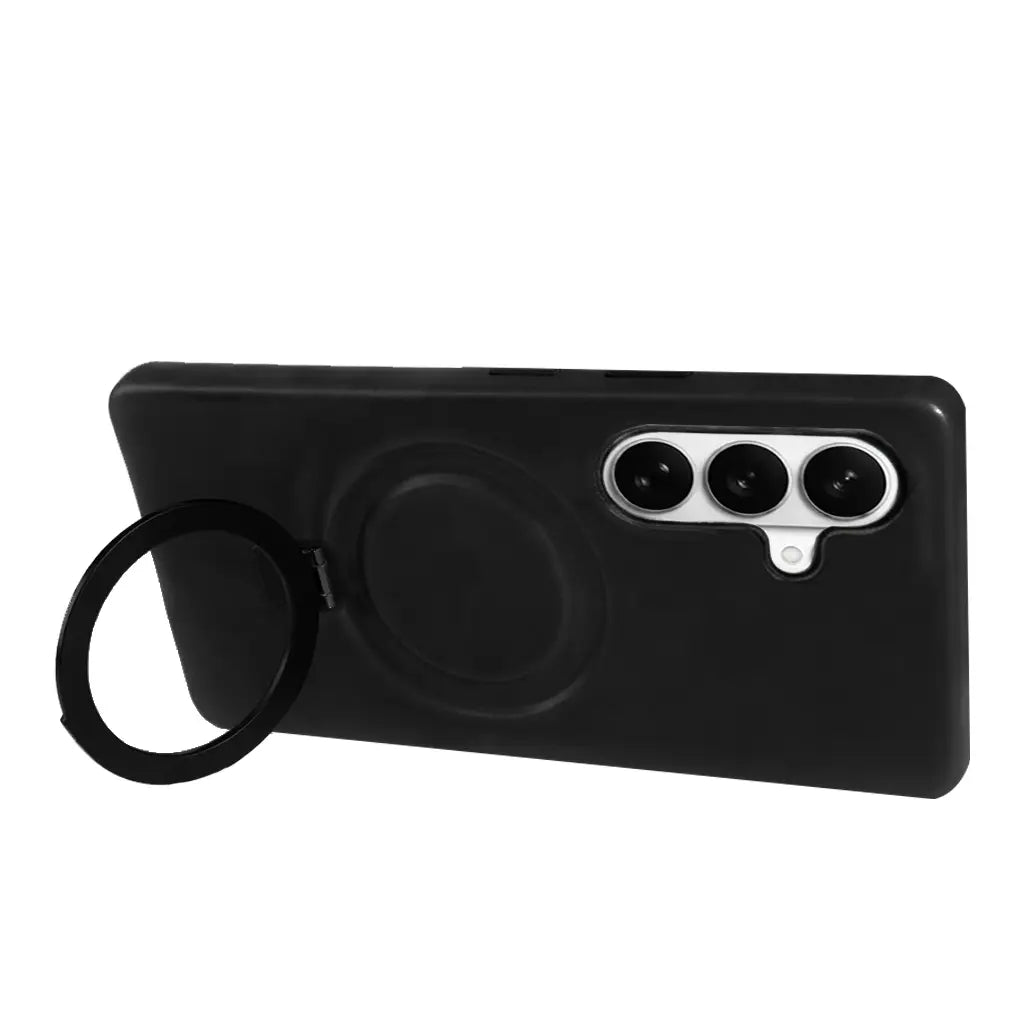 Samsung Galaxy S26 Full-Grain Oil Wax Kickstand Leather Case (Black) + MagSafe support