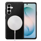 Samsung Galaxy S26 Plus Full-Grain Oil Wax Full Wrapped Leather Case (Black) + MagSafe charging
