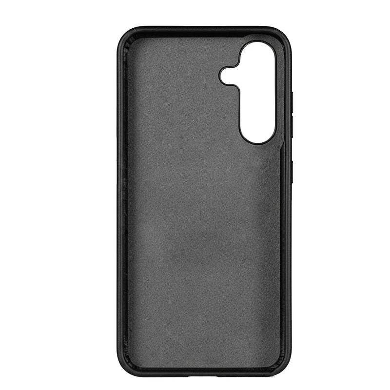 Samsung Galaxy S26 Full-Grain Oil Wax Full Wrapped Leather Case (Black) + MagSafe fabric laing