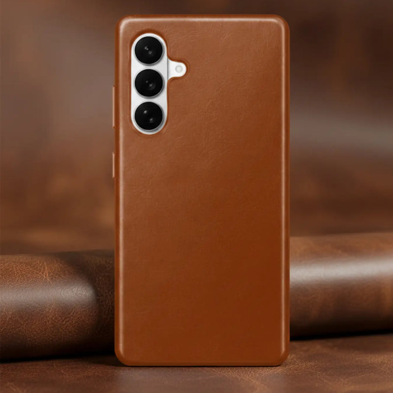 Samsung Galaxy S26 Full-Grain Oil Wax Full Wrapped Leather Case (Brown) + MagSafe outlook