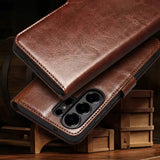 Samsung Galaxy S26 Ultra Business Style Genuine Leather Wallet Case (Brown) for s26 ultra