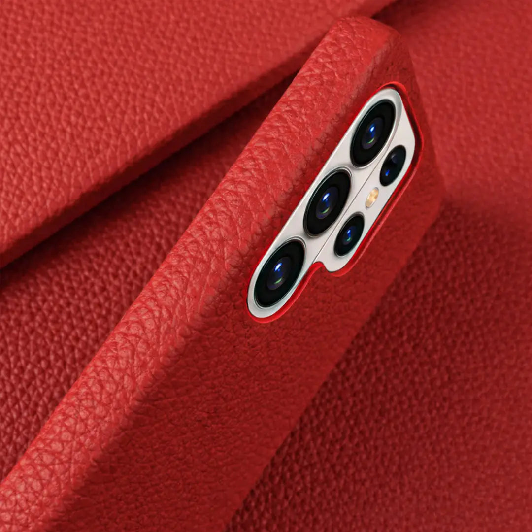 Galaxy S26 ultra pebble leather case red color camera protection 3