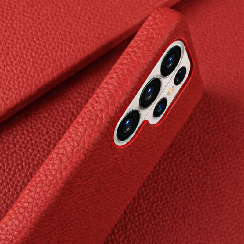 Galaxy S26 ultra pebble leather case red color camera protection 3