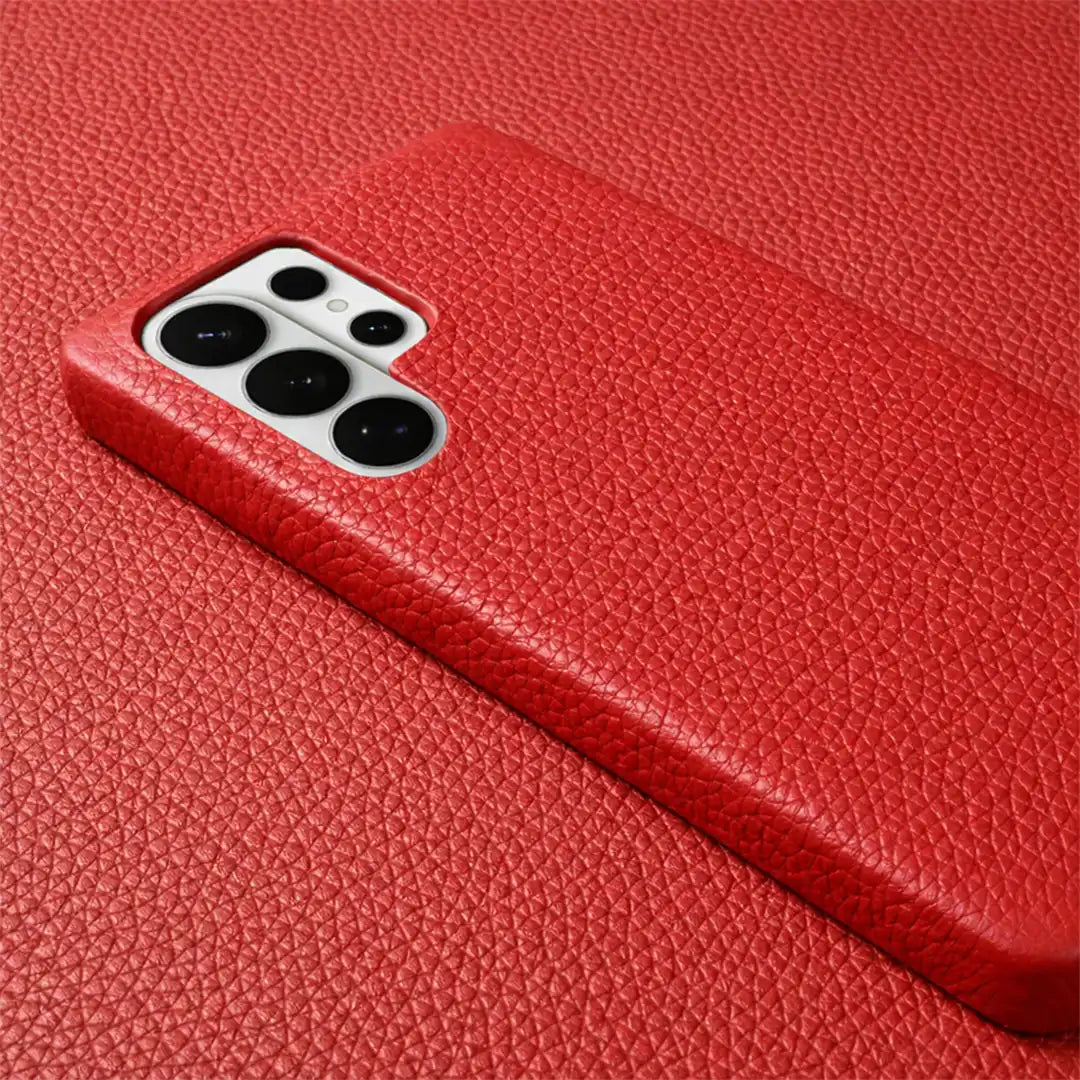 Galaxy S26 ultra pebble leather case red color camera protection 4