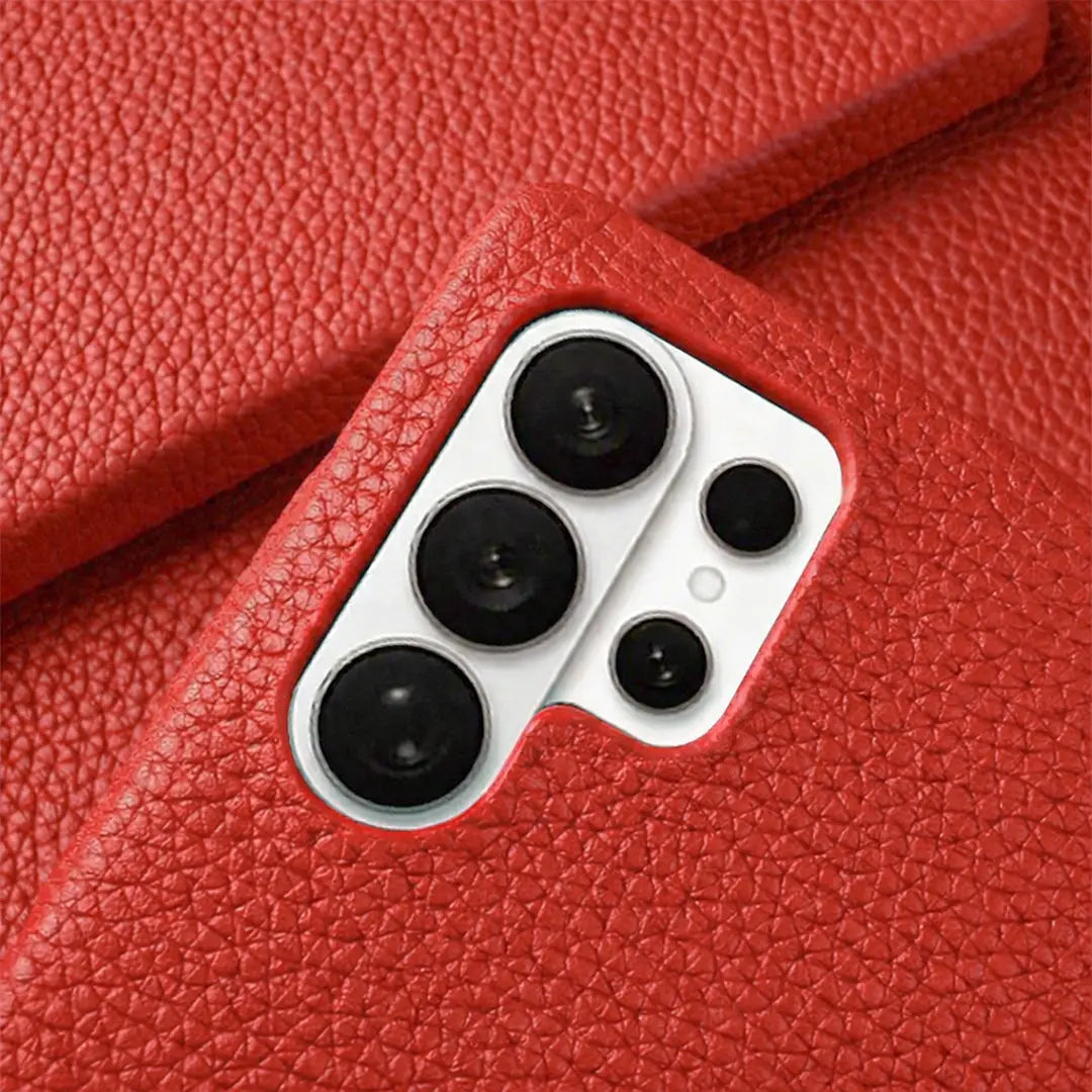 Galaxy S26 ultra pebble leather case red color camera protection