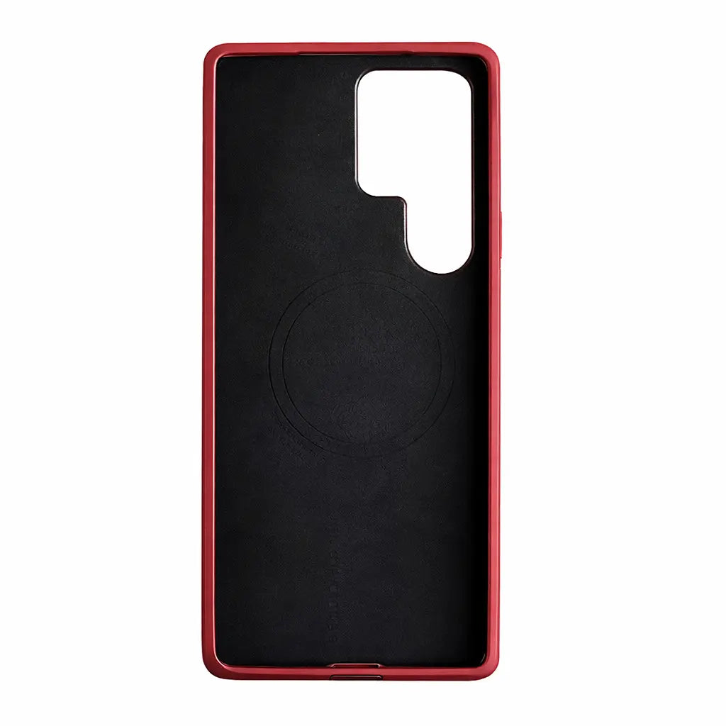 Samsung Galaxy S26 Ultra Full-Grain Premium Genuine Leather Case (Red) + MagSafe fabic laing