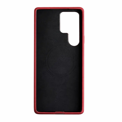 Samsung Galaxy S26 Ultra Full-Grain Premium Genuine Leather Case (Red) + MagSafe fabic laing
