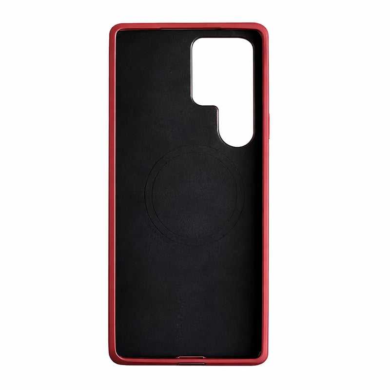 Samsung Galaxy S26 Ultra Full-Grain Premium Genuine Leather Case (Red) + MagSafe fabic laing