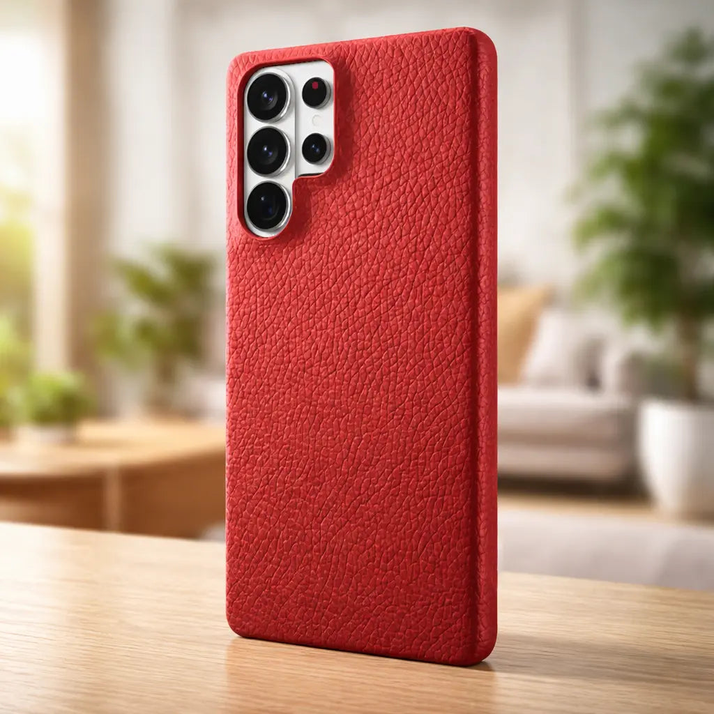 Samsung Galaxy S26 Ultra Full-Grain Premium Genuine Leather Case (Red) + MagSafe outdoor look