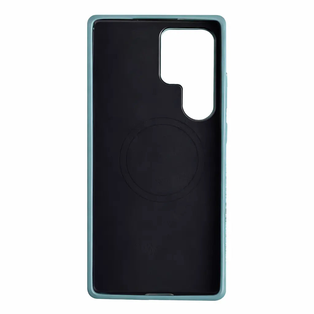 Samsung Galaxy S26 Ultra Full-Grain Premium Genuine Leather Case (Blue) + MagSafe fabric laing