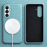 Samsung Galaxy S26 Full-Grain Premium Genuine Leather Case (Blue) + MagSafe charging