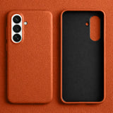 Samsung Galaxy S26 Plus Full Coverage Premium Genuine Leather Case (Orange) + MagSafe charging