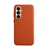 Samsung Galaxy S26 Full Coverage Premium Genuine Leather Case (Orange) + MagSafe