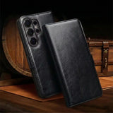 Samsung Galaxy S26 Ultra Business Style Genuine Leather Wallet Case (Black) slim fiit