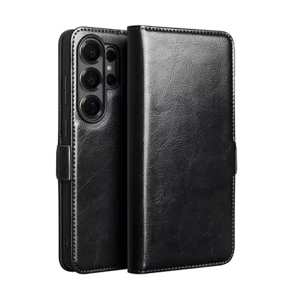 Samsung Galaxy S26 Ultra Business Style Genuine Leather Wallet Case (Black)