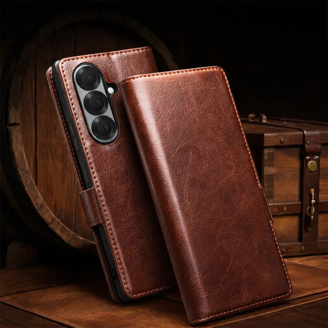Samsung Galaxy S26 Plus Genuine Leather Wallet Case camera protection