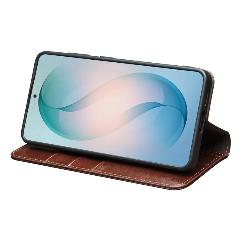 Samsung Galaxy S26 Plus Genuine Leather Wallet Case folding